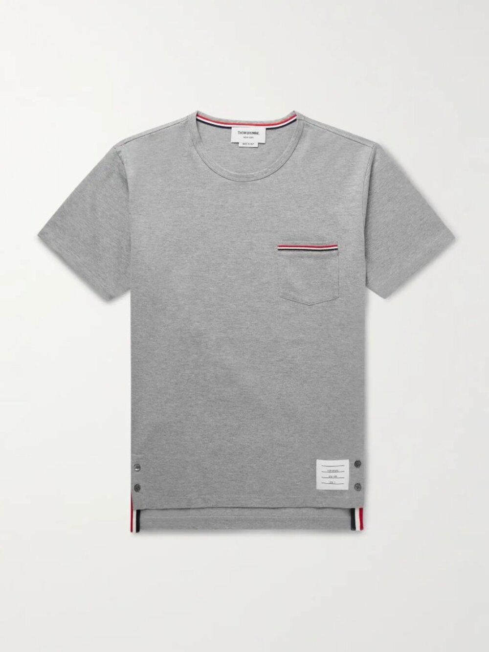 Thom Browne Slim-Fit Grosgrain-Trimmed Cotton-Jersey T-Shirt, Size Medium (2)